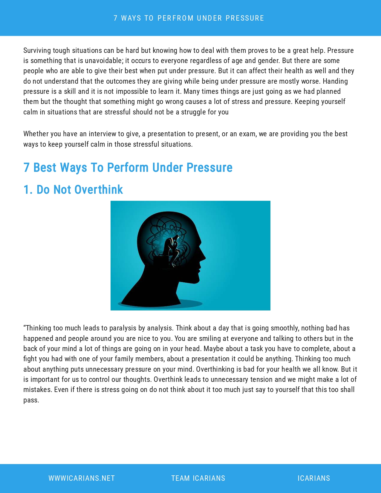 7 Ways To Perform Under Pressure